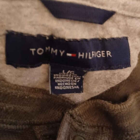 Tommy Hilfiger Military Green Henley Long Sleeve Thermal T-Shirt Mens Size Large - Picture 5 of 6